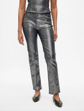 NWT GAP High Rise Metallic '90s Slim Straight Jeans Size 31